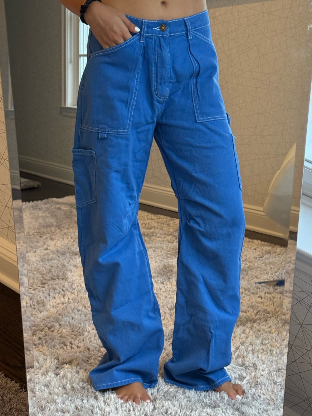Lioness Bright Blue Wide Leg Cargo Pants